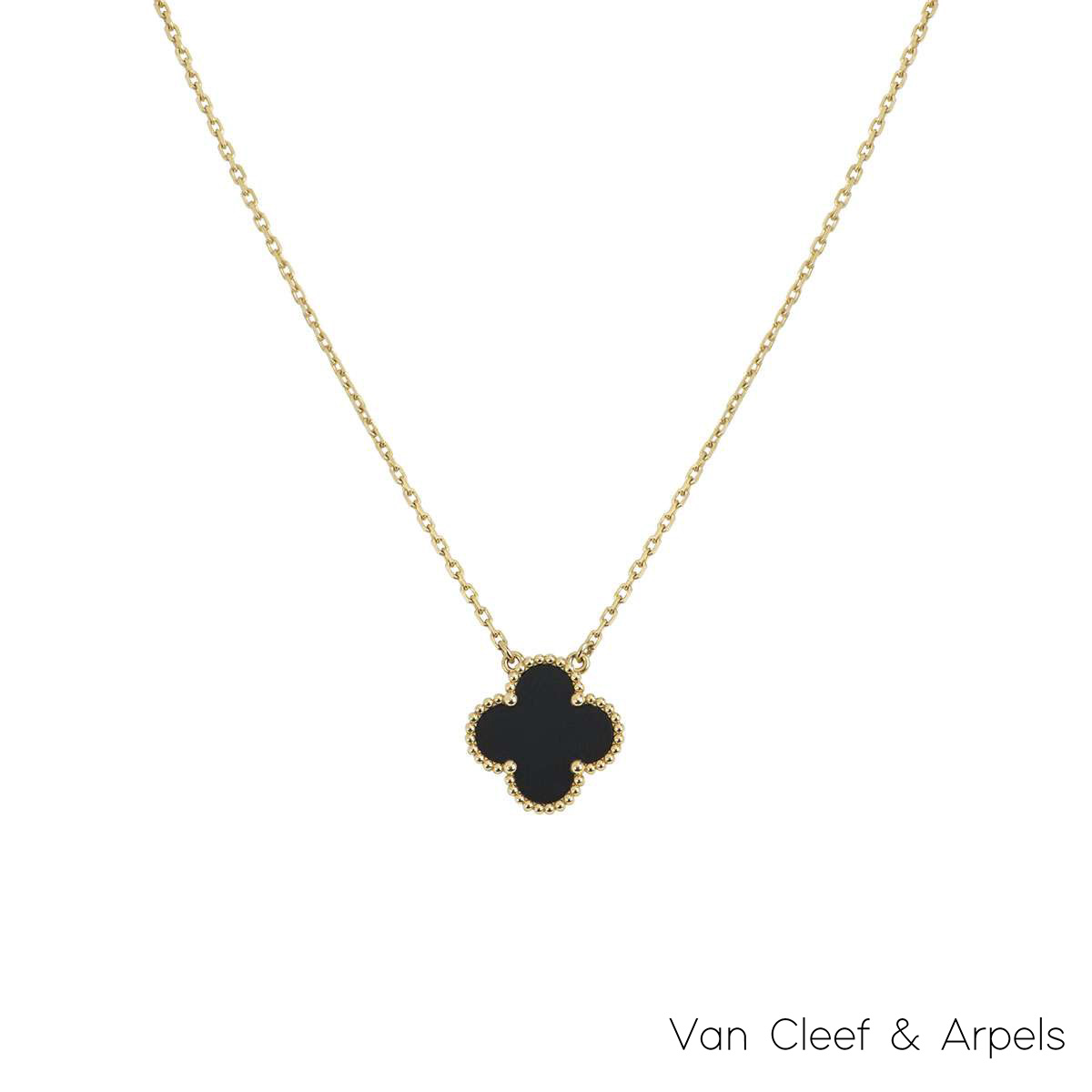 Van Cleef & Arpels Gold Vintage Alhambra Onyx Necklace VCARA45800 Van Cleef & Arpels Gold Vintage Alhambra Onyx Necklace VCARA45800